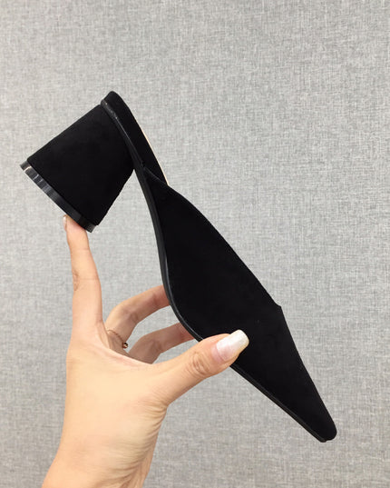 Fashion Baotou Half Drag Thick Heel Single Shoes