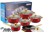 18pcs Gold Shank Wine Red