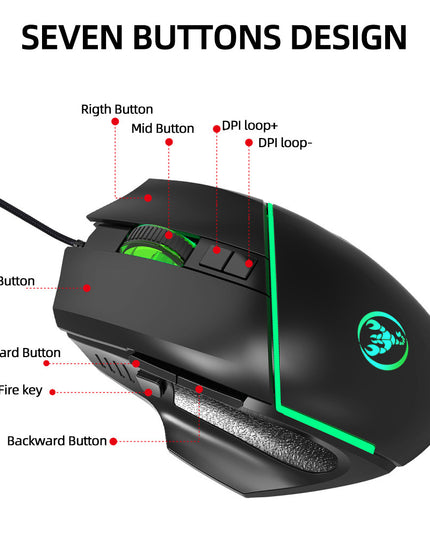 New wired 6400dpi adjustable lighting gaming mouse