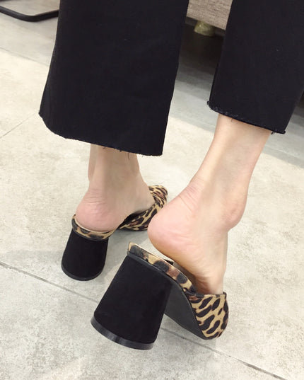 Fashion Baotou Half Drag Thick Heel Single Shoes