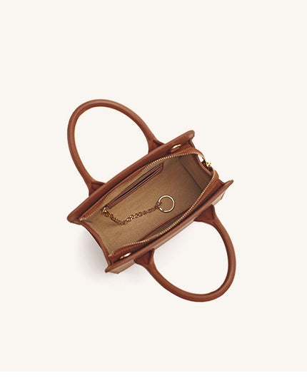 Commuter Small Square Bag With Single-Shoulder Leather Messenger