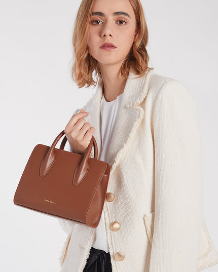 Commuter Small Square Bag With Single-Shoulder Leather Messenger
