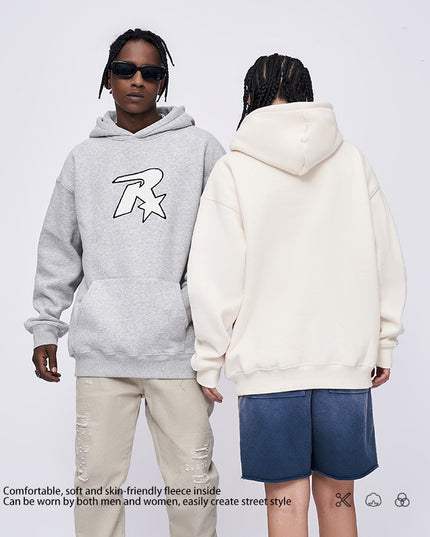Star Embroidered Hooded Sweater Men's Coat