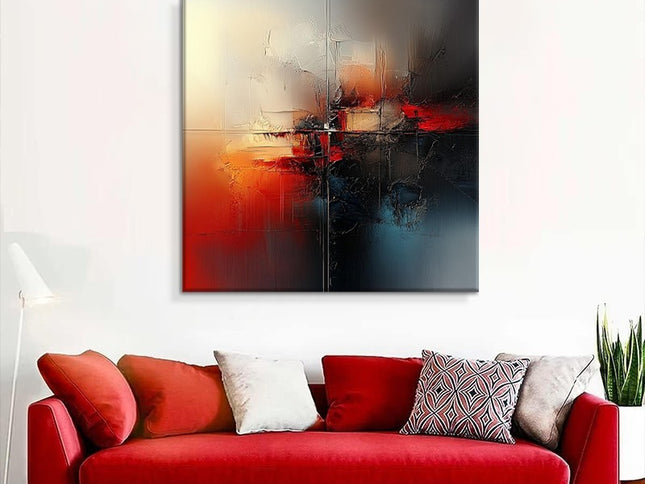 Handmade Abstract Oil Painting Canvas Wall Art Decoration Modern Red Abstract Art For Home Decor Rolled Frameless Painting