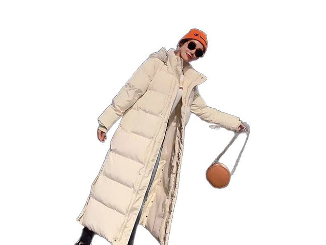 Long Instagram-hit Versatile Chic Casual Minimalist Padded Warm Hooded Cotton-padded Coat