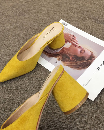 Fashion Baotou Half Drag Thick Heel Single Shoes