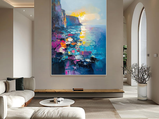 Handmade Oil Painting Canvas Wall Art Decoration Abstract Mediterranean Scenery Pictures For Home Decor Rolled Frameless Unstretched Painting