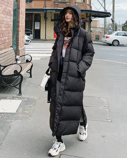 Women's Fashion Loose Temperament Below The Knee Cotton Clothes Hooded Jacket