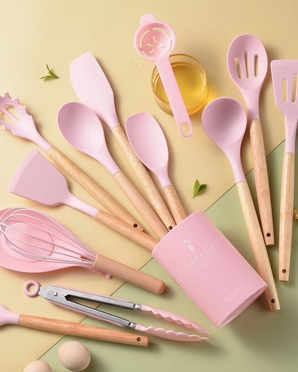 Silicone Kitchenware With Wooden Handle