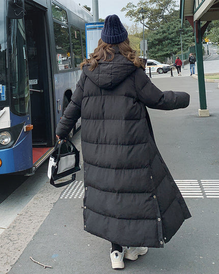 Women's Fashion Loose Temperament Below The Knee Cotton Clothes Hooded Jacket