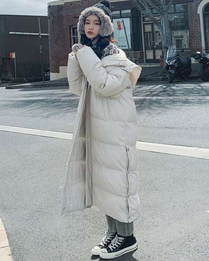 Women's Fashion Loose Temperament Below The Knee Cotton Clothes Hooded Jacket
