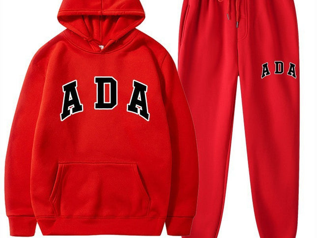 Letter-printed Loose-fitting Hooded Sweatshirt Set