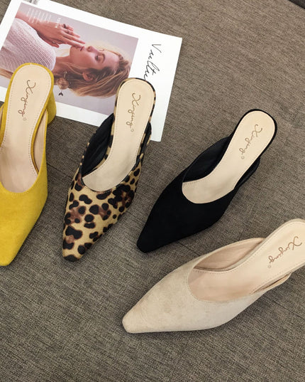 Fashion Baotou Half Drag Thick Heel Single Shoes