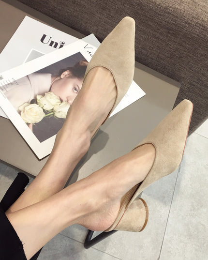 Fashion Baotou Half Drag Thick Heel Single Shoes