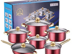 12pcs Gold Shank Wine Red