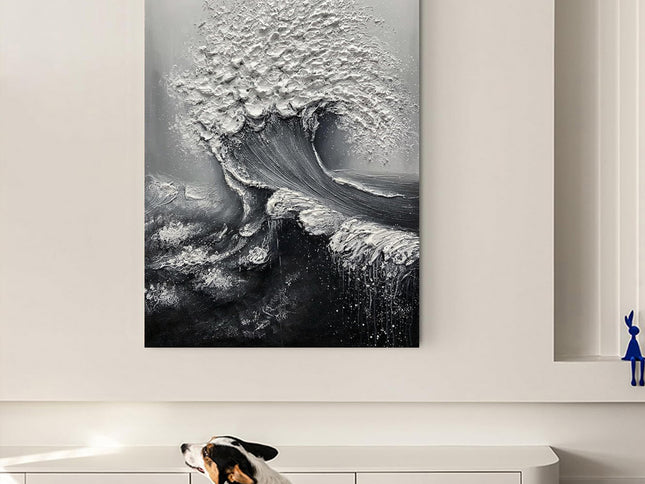 Abstract 3D Ocean Wave Thick Art Hand-painted Oil Painting Room Decor Art Paintings Wall Pictures Artwork For Home Decor