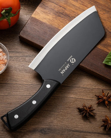 The stainless steel kitchen knife is a lightweight and sharp tool suitable