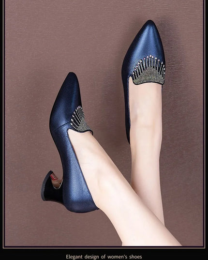 FHC Cowhide Leather Women Mid Heels