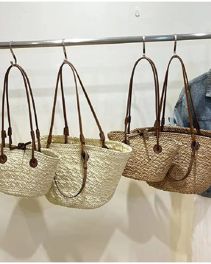 Handmade Straw Tote Bag Large Capacity Woven Brand