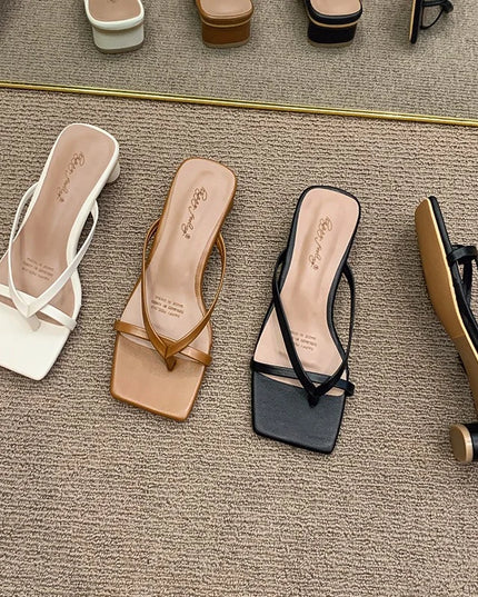 High Heels Comfortable New Summer Solid Leather Slippers Female