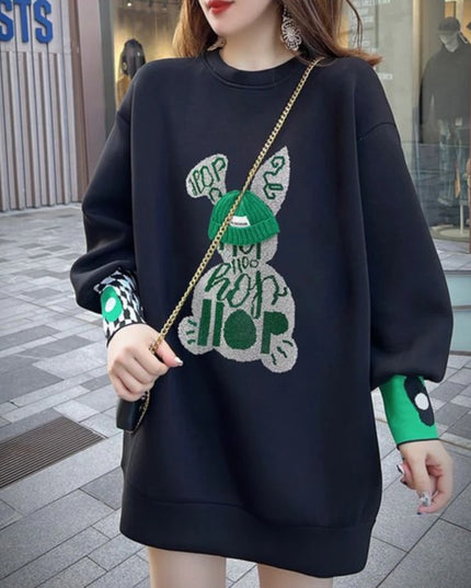 Sweatshirt for Women BlackGraphic Long