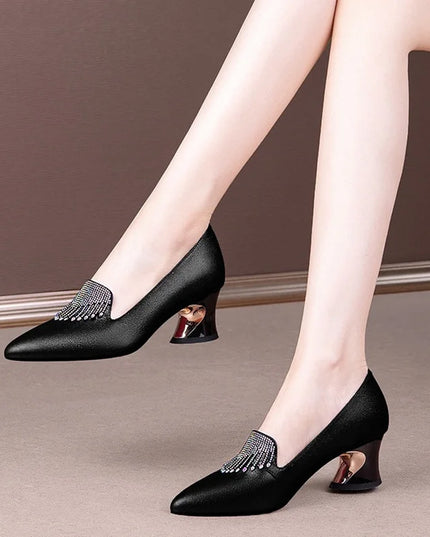 FHC Cowhide Leather Women Mid Heels