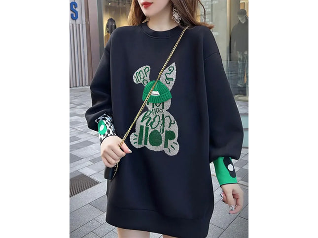 Sweatshirt for Women BlackGraphic Long
