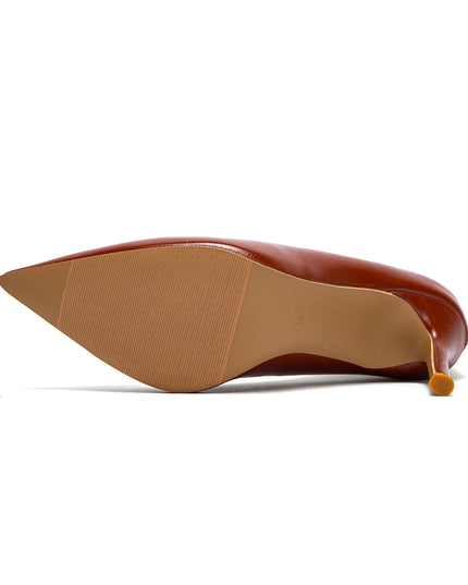 Heels 9CM Woman Black Shoes Leather Shoes Pointed