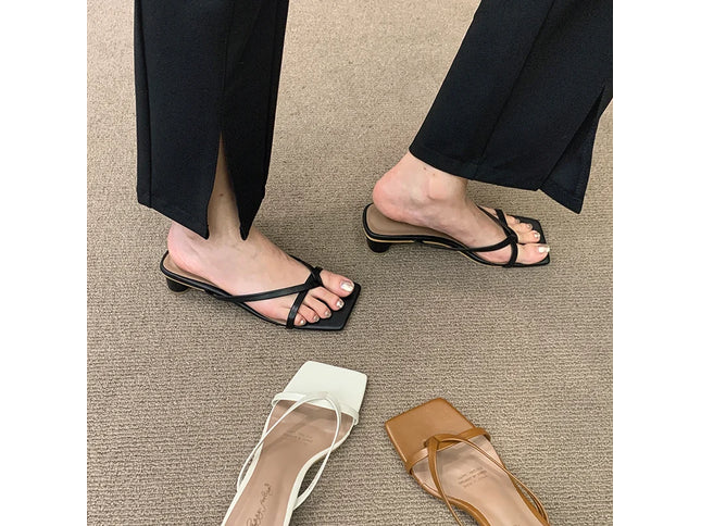 High Heels Comfortable New Summer Solid Leather Slippers Female