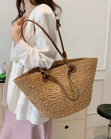 Handmade Straw Tote Bag Large Capacity Woven Brand