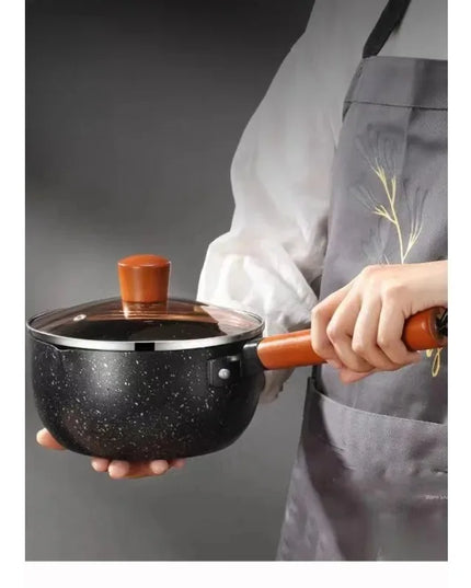 14cm/16cm Non-Stick Sauce Pan Soup Pot Wooden Handle