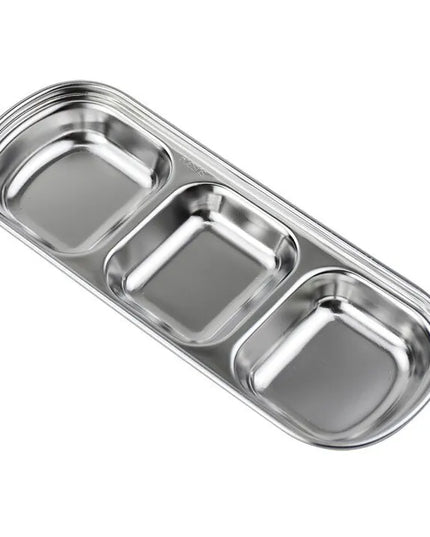 Stainless Steel Divided Dip Bowls Sauce Plate Seasoning