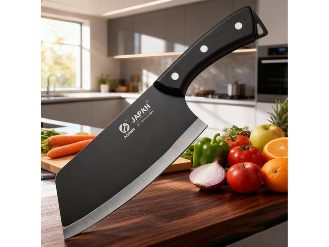 The stainless steel kitchen knife is a lightweight and sharp tool suitable