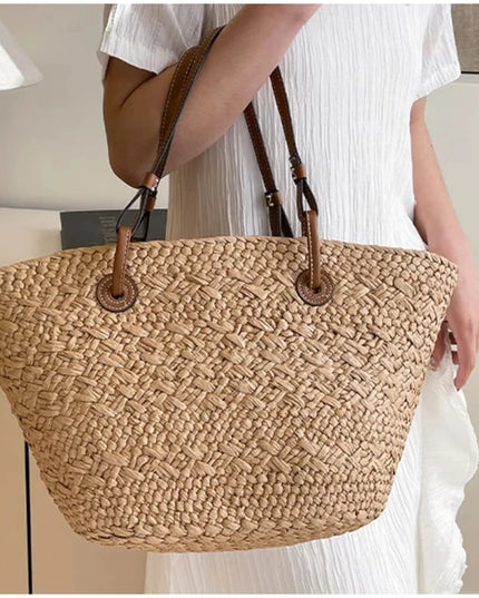 Handmade Straw Tote Bag Large Capacity Woven Brand
