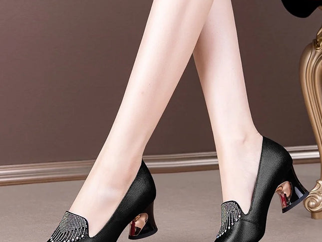 FHC Cowhide Leather Women Mid Heels