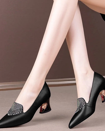 FHC Cowhide Leather Women Mid Heels
