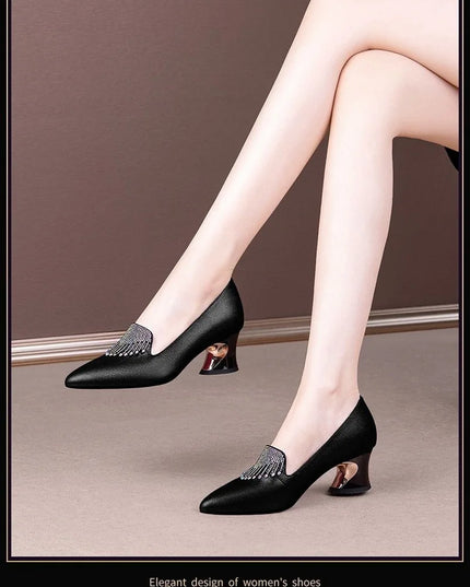 FHC Cowhide Leather Women Mid Heels