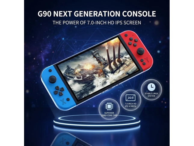 G90 retro arcade handheld console offers long battery life and a lightweight