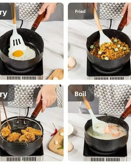 14cm/16cm Non-Stick Sauce Pan Soup Pot Wooden Handle