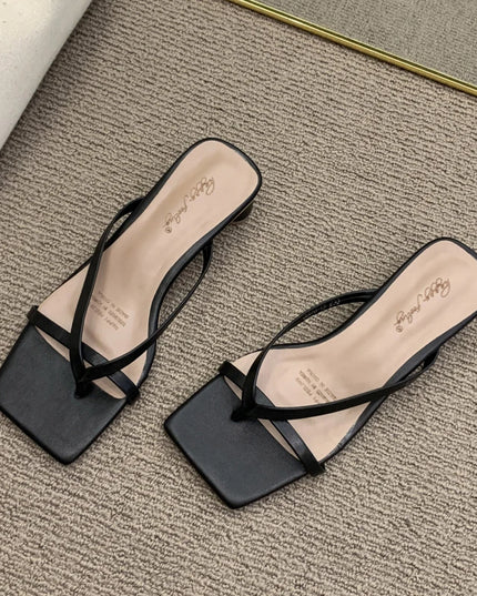 High Heels Comfortable New Summer Solid Leather Slippers Female