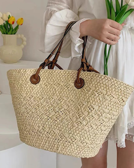 Handmade Straw Tote Bag Large Capacity Woven Brand