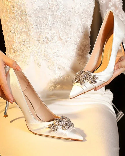 High Heels Pointed Toe Shoes Woman Lace-Up Navy Blue