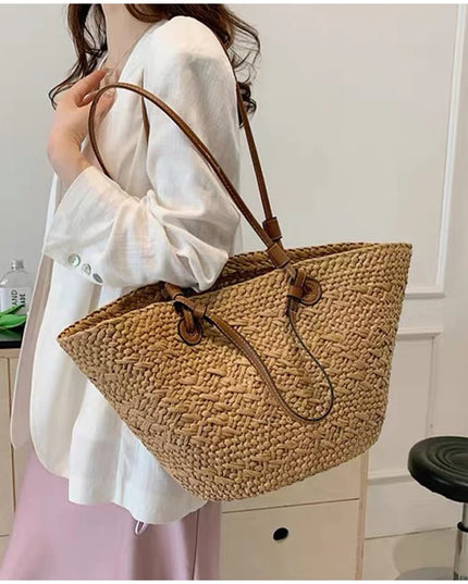 Handmade Straw Tote Bag Large Capacity Woven Brand