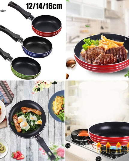12cm/14cm/16cm Mini Frying Pan Non-Stick Steel Frypan Pot Saucepan