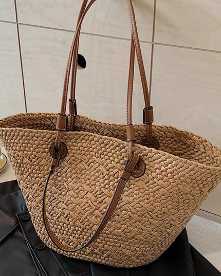 Handmade Straw Tote Bag Large Capacity Woven Brand