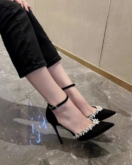 Black High Heels Women's Summer New One-Strap