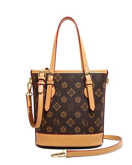 Fashion bucket bag for women with vintage print and versatile design