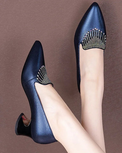 FHC Cowhide Leather Women Mid Heels