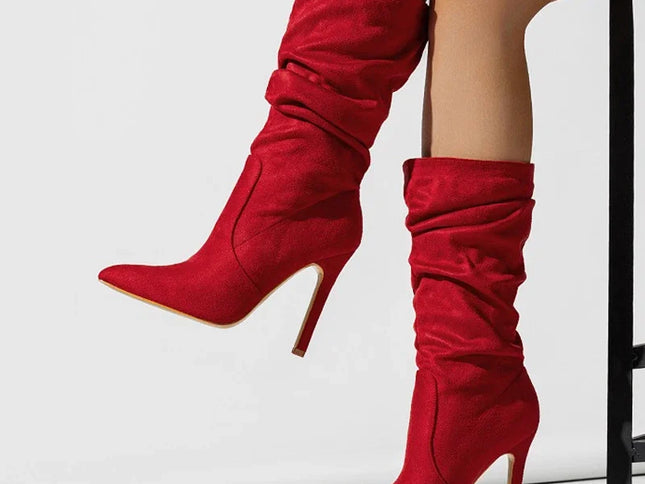 Eilyken New Design Pleat Thin High Heels Women Ankle