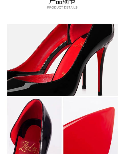 Elegant Hollow Women's High Heels Luxury Brand Black